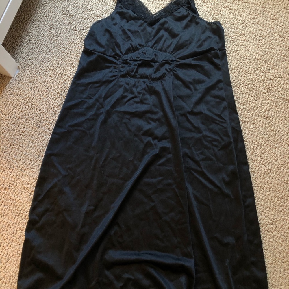 black slip dress